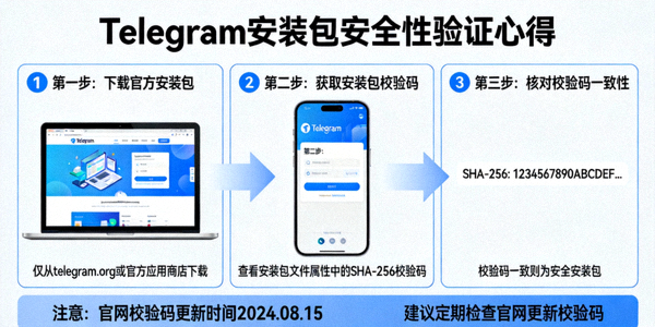 验证Telegram安装包安全性的心得分享示意图，显示校验码核对过程